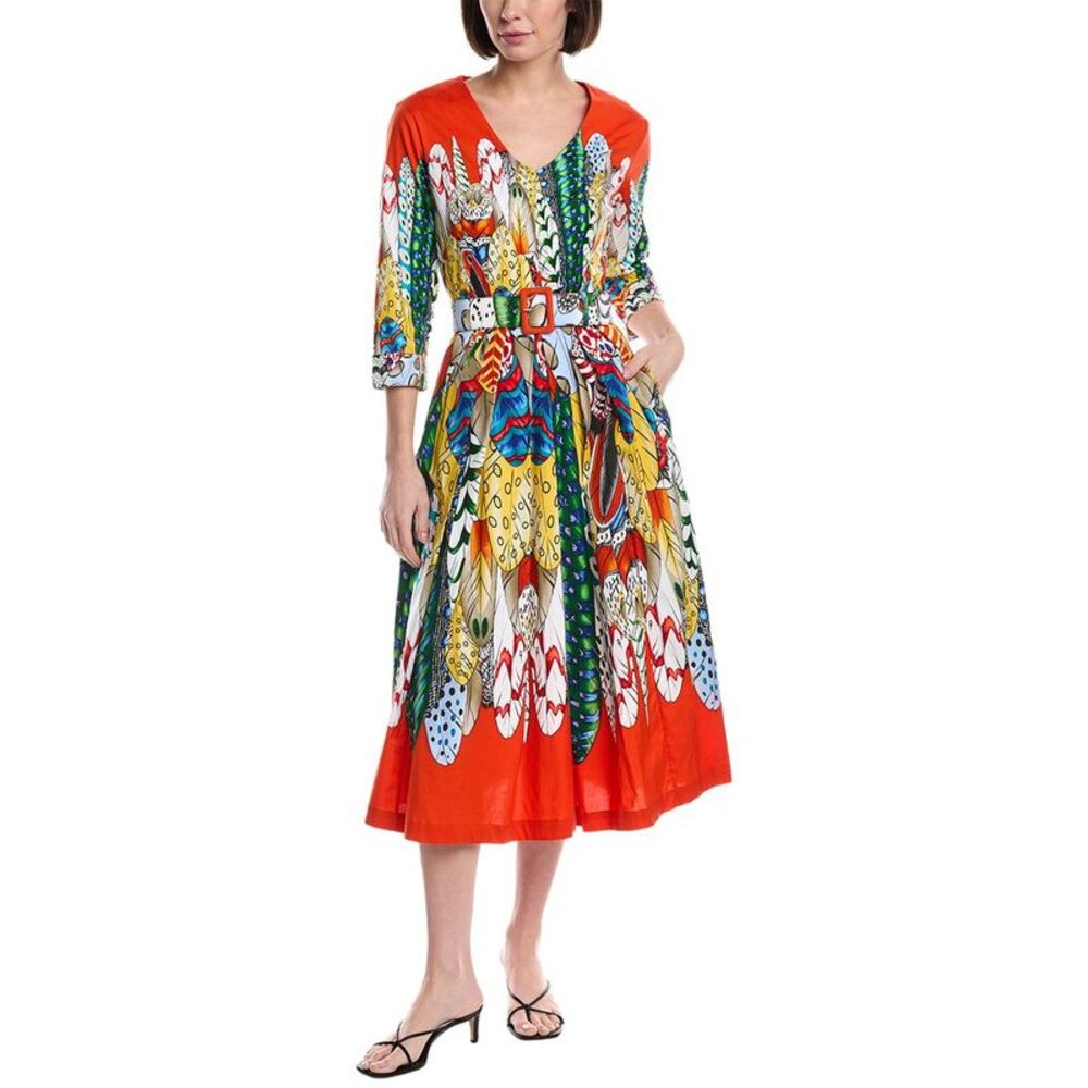 Samantha Sung Womens Lana Midi Dress, Orange